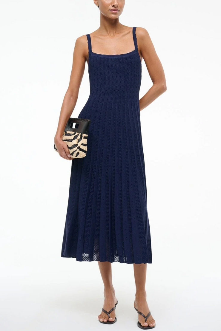 Image of Staud Ellen knit dress in navy