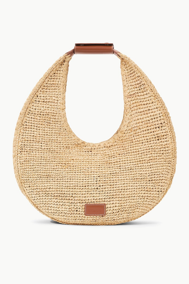 Image of Staud large moon raffia tote in natural