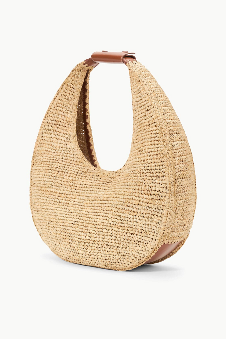 Image of Staud large moon raffia tote in natural