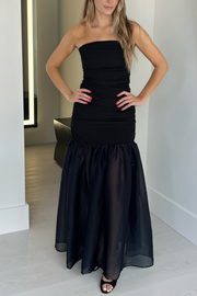 Image of Staud Liya dress in black and navy