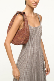 Image of Staud Raffia moon tote in mahogany