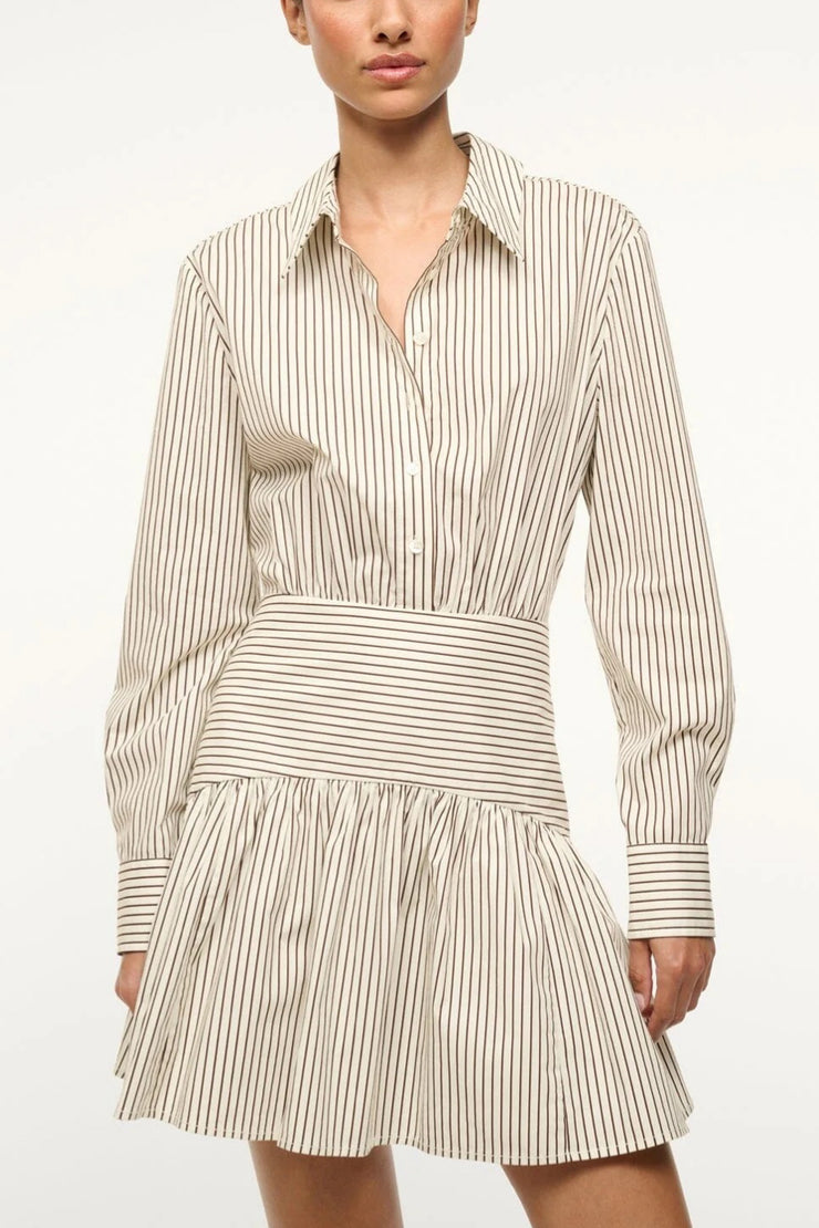 Image of model wearing the Staud Rocco Dress front view close up
