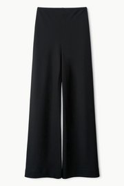 Black wide-leg pants on a white background