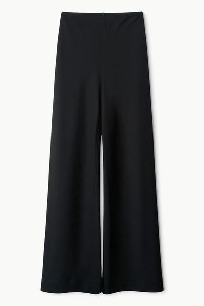 Black wide-leg pants on a white background