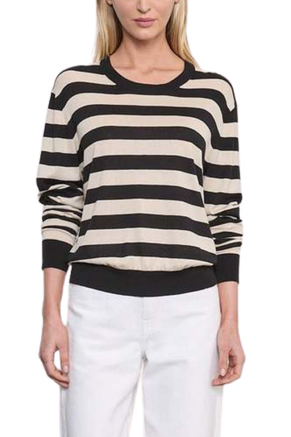 stripe crew neck black and beige 