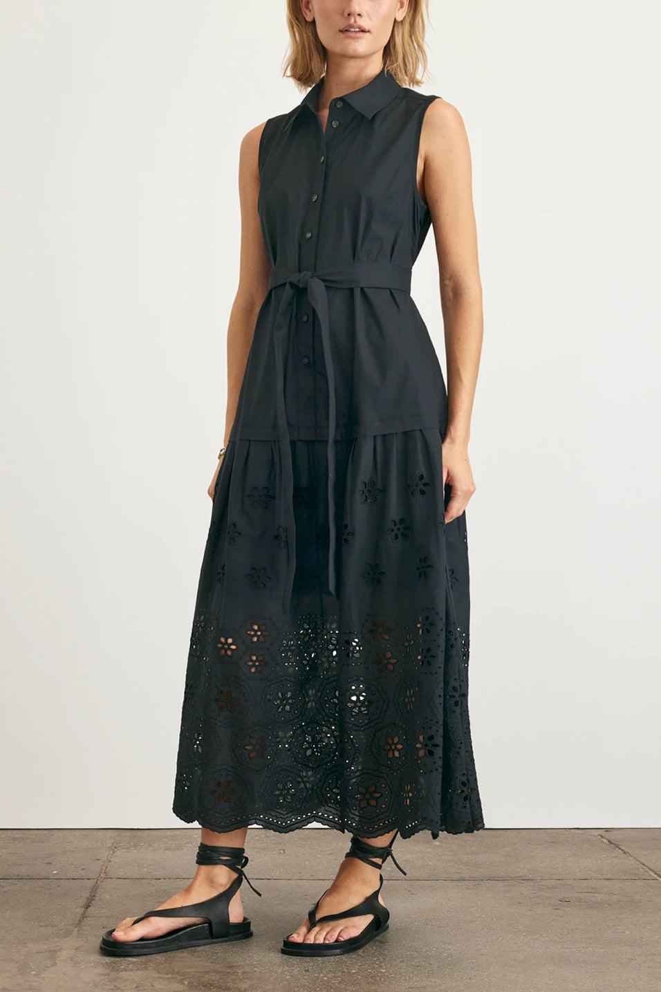 Image of model wearing the Tanya Taylor Bailey Dress front angled view
