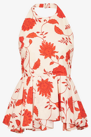 Image of Tanya Taylor Celeste top in tomato/cream