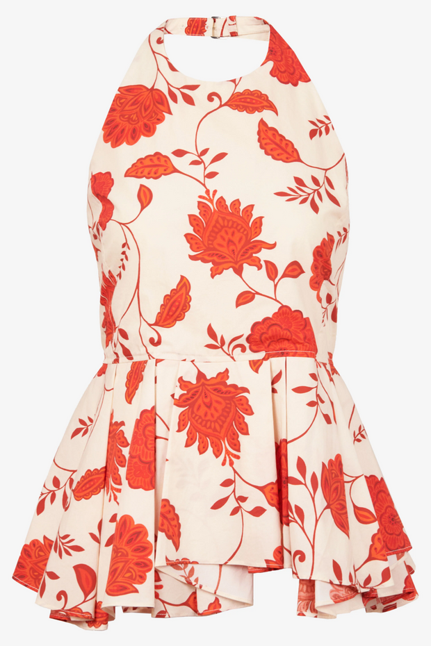 Image of Tanya Taylor Celeste top in tomato/cream