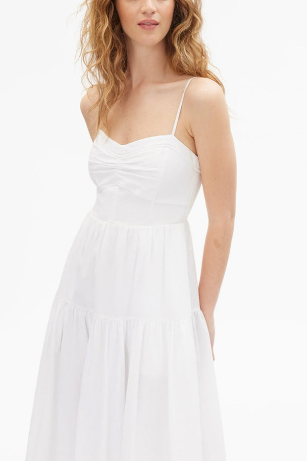Image of model wearing the Tanya Taylor Verona Dress front view close up