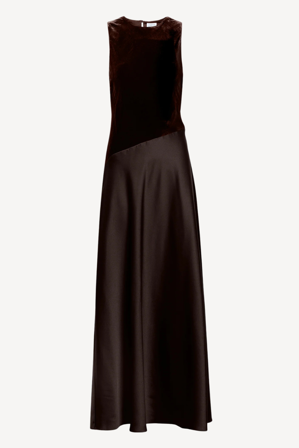 dark brown suede bodice with silk skirt dress
