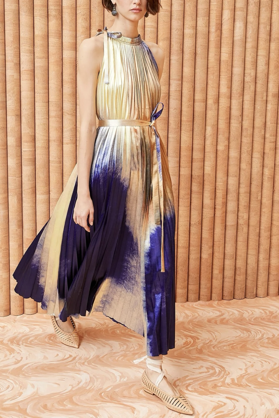 Image of model wearing Ulla Johnson Amiko dress in mirage
