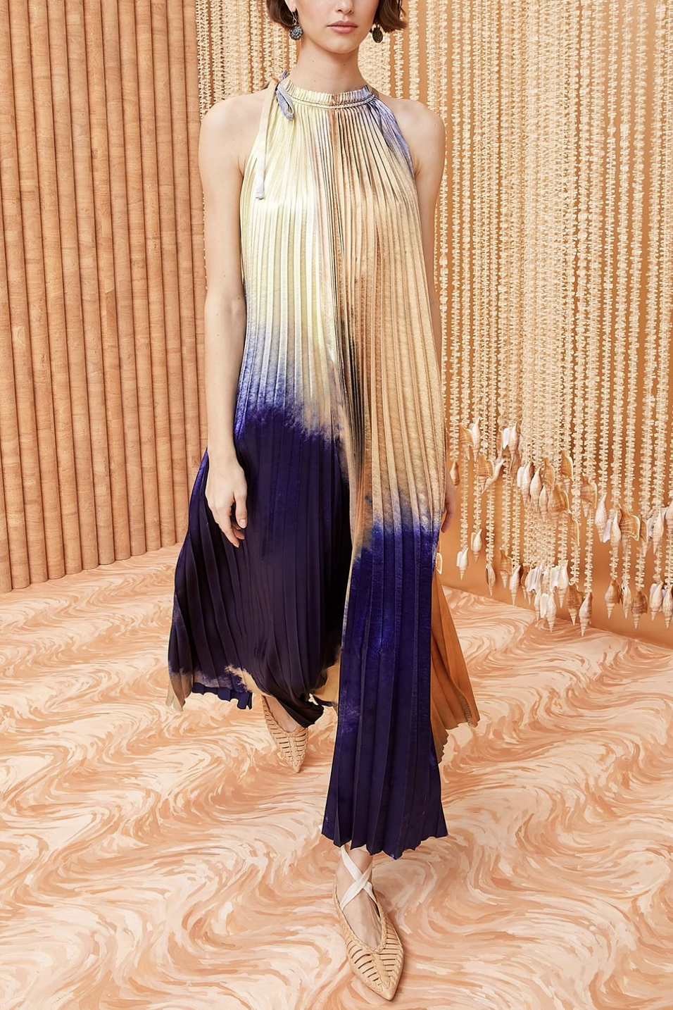 Image of model wearing Ulla Johnson Amiko dress in mirage