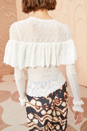 Image of model wearing Ulla Johnson Augustina top in pristine