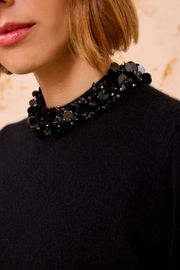 Liv Embroidered Cashmere Short Sleeve Knit