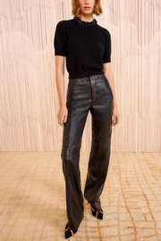 Liv Embroidered Cashmere Short Sleeve Knit