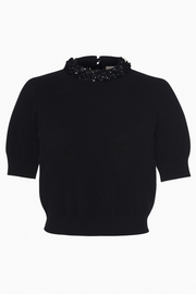 Liv Embroidered Cashmere Short Sleeve Knit