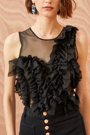 Image of model wearing Ulla Johnson Winnifred top in black