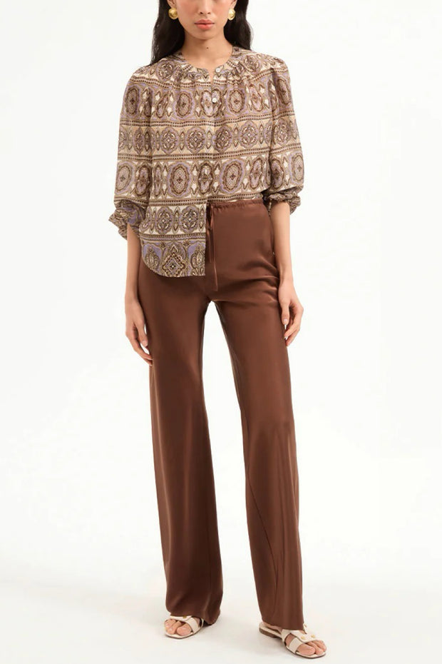 Image of model wearing the Veronica Beard Ashlynn Top front view