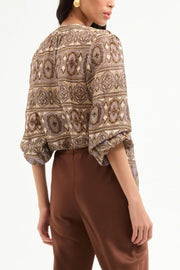 Image of model wearing the Veronica Beard Ashlynn Top back view