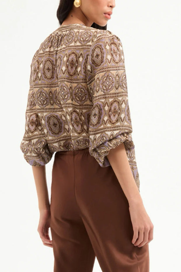 Image of model wearing the Veronica Beard Ashlynn Top back view