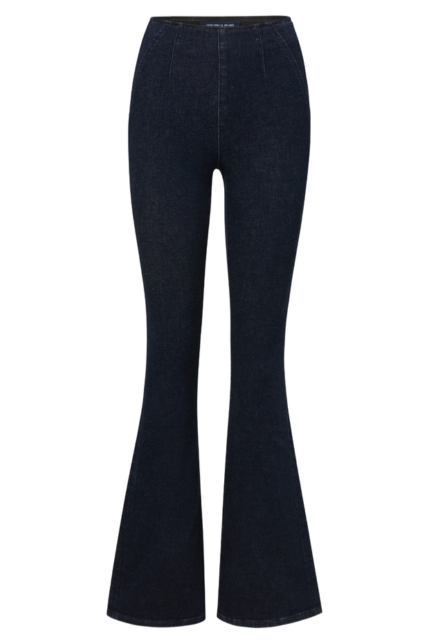 Oxford wash flared jeans on a white background
