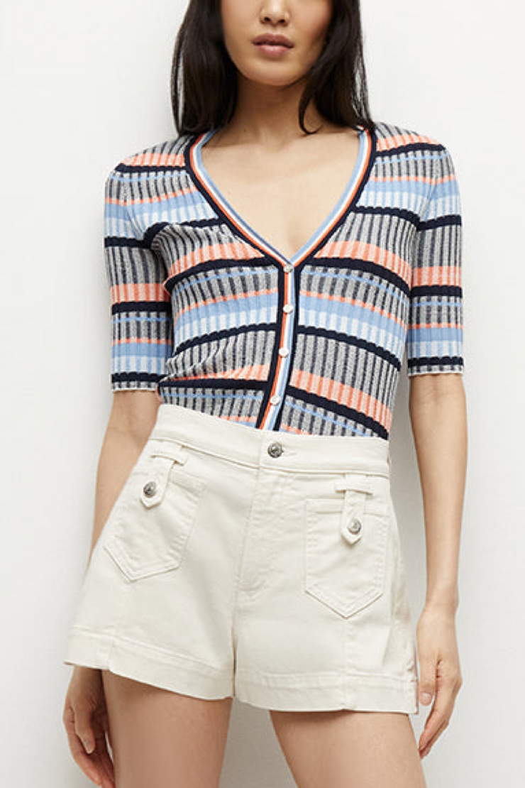 Image of Veronica Beard Calliope cardigan in multi stripe