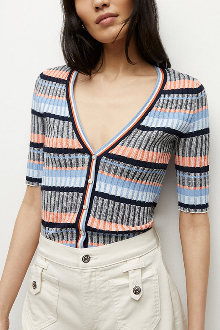 Image of Veronica Beard Calliope cardigan in multi stripe