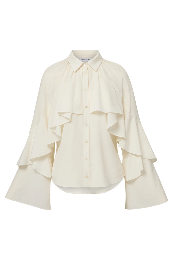 Blouse with ruffled sleeves on a white background