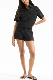 Image of model wearing the Veronica Beard Fabian Short front view