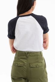 Image of Veronica Beard mason short sleeve baseball tee