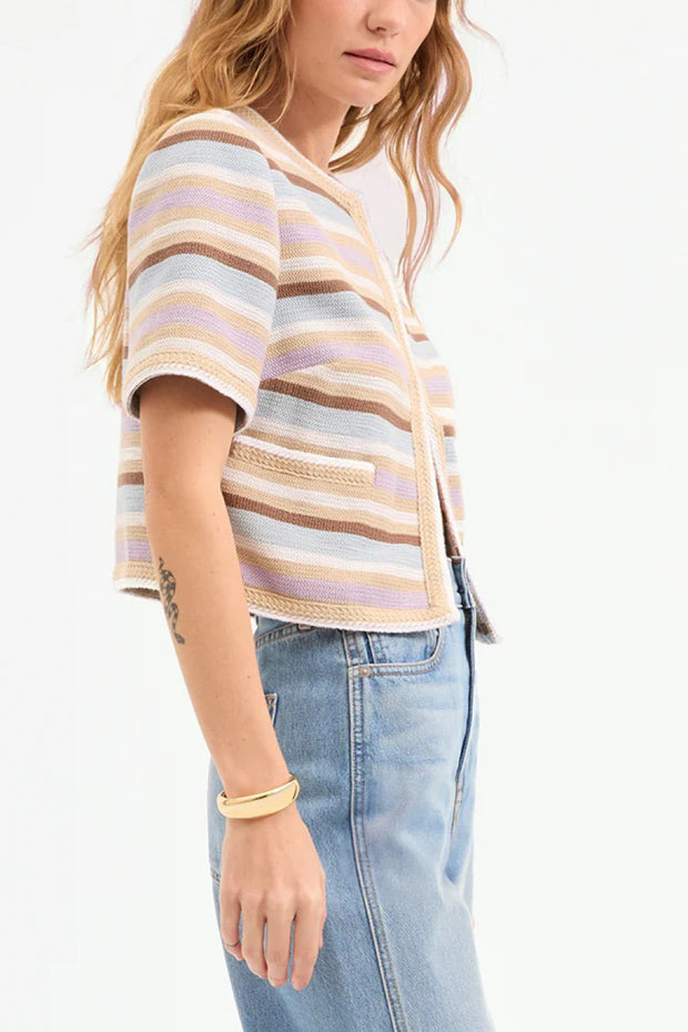 Image of model wearing the Veronica Beard Wyatt Jacket side view