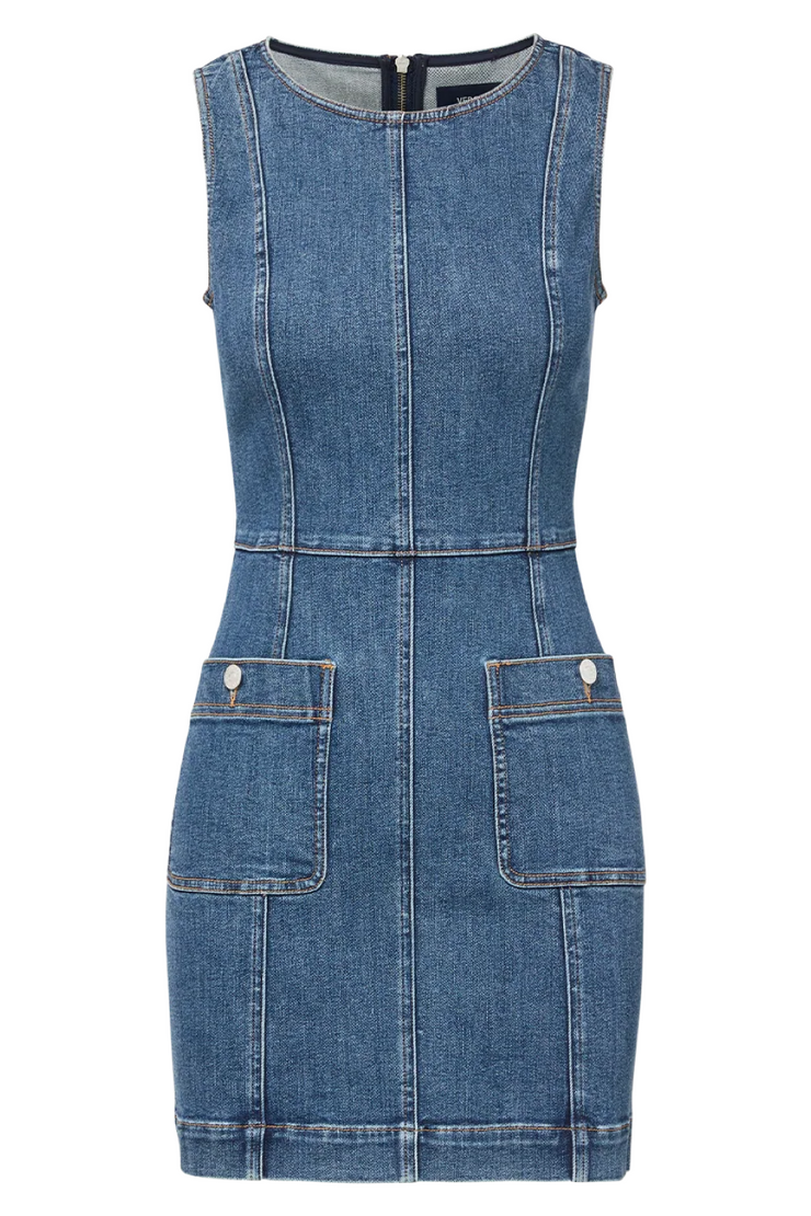 Denim dress on a white background
