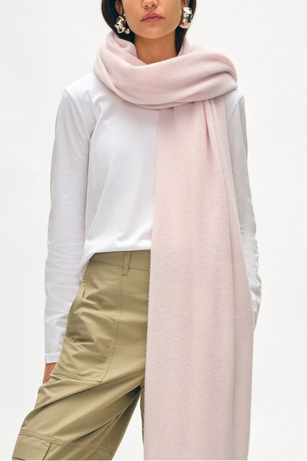 Image of White + Warren Cashmere travel wrap in pink sand