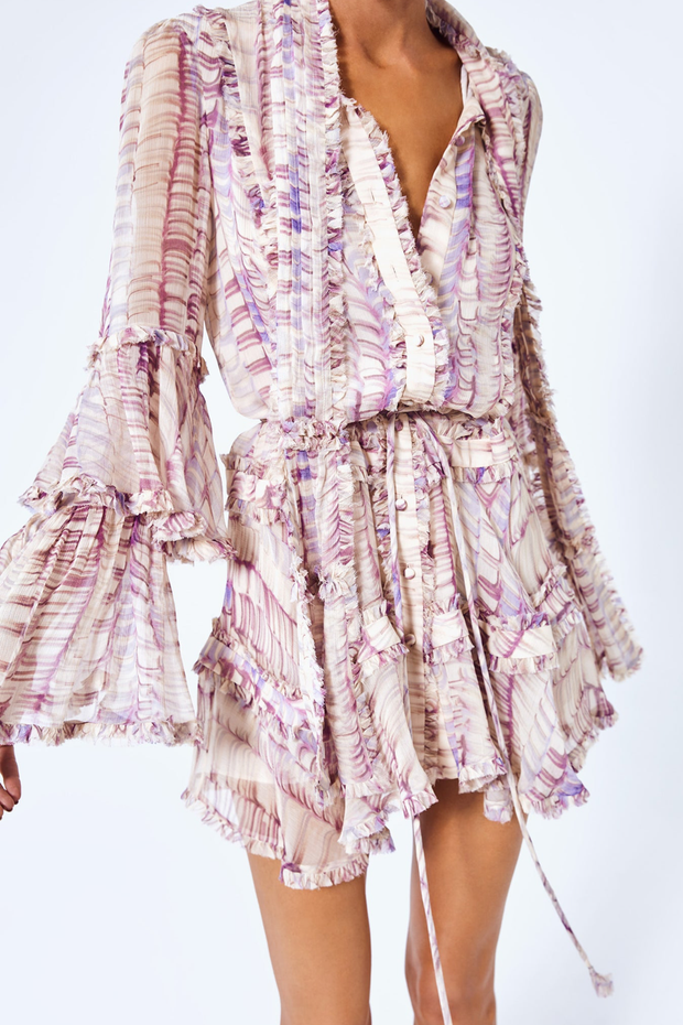 Image of model wearing Alexis Gelsiny dress in wisteria