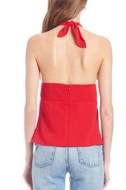 Image of model wearing Amanda Uprichard Cabo top in scarlet