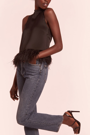 Image of model wearing Amanda Uprichard Delfina top in black