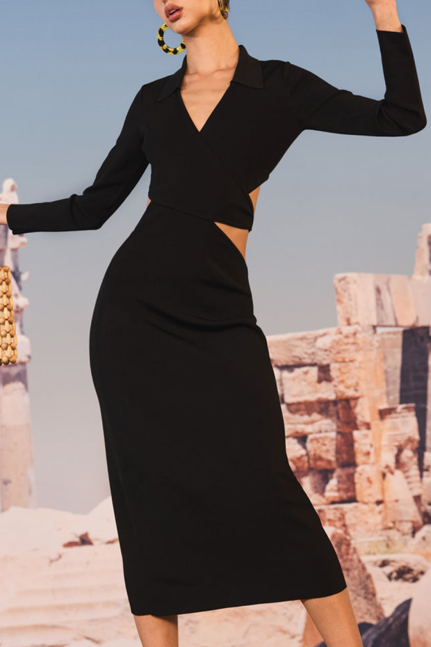 Image of model wearing Cult Gaia Cristina dress in black