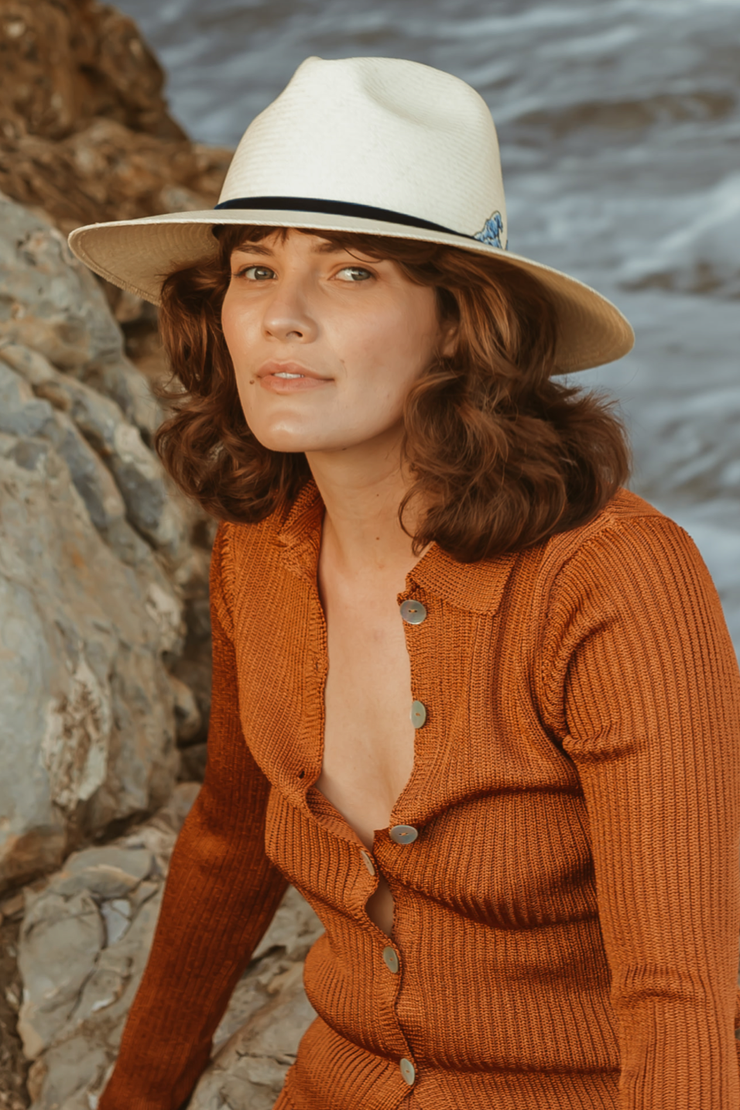 Image of model wearing Freya The Wave hat
