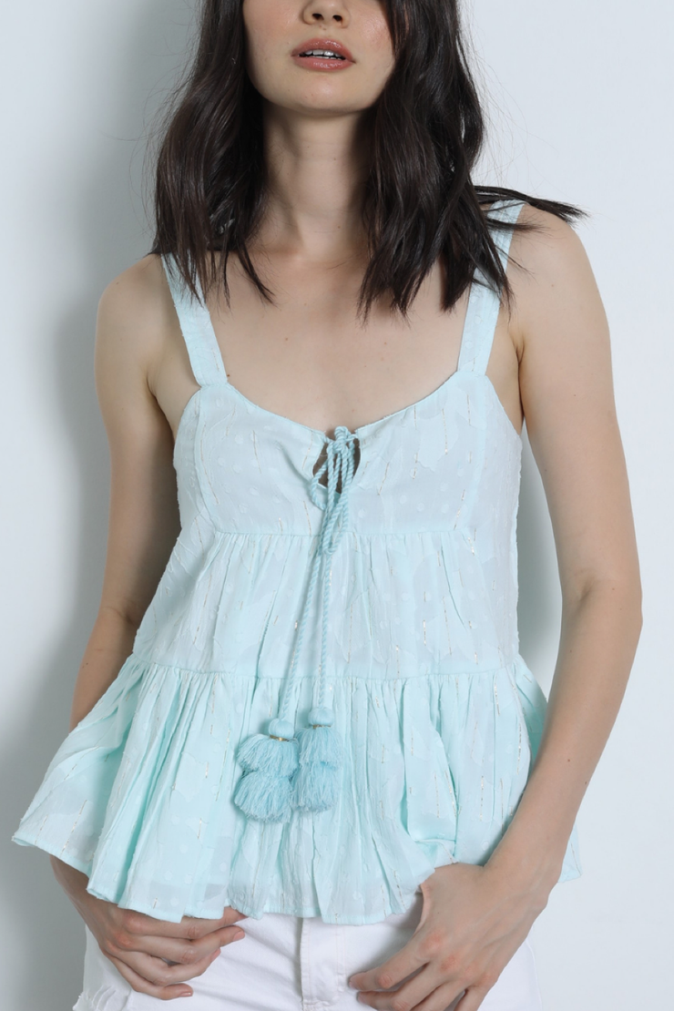 Image of model wearing Karina Grimaldi Melanie top in mint