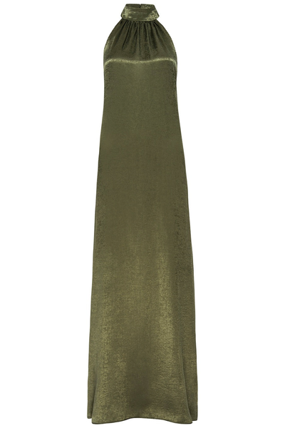 Image of Misa Zahra dress in olive satin