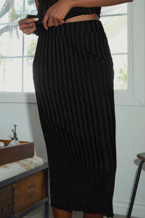 Image of model wearing Nation Ltd Amber Skirt in black