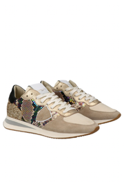 Image of Philppe model tarp low python running sneaker in python mixage beige