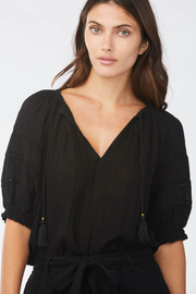 Image of model wearing Sundays Colette black top