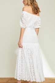Image of model wearing veronica Beard Cali dress in white