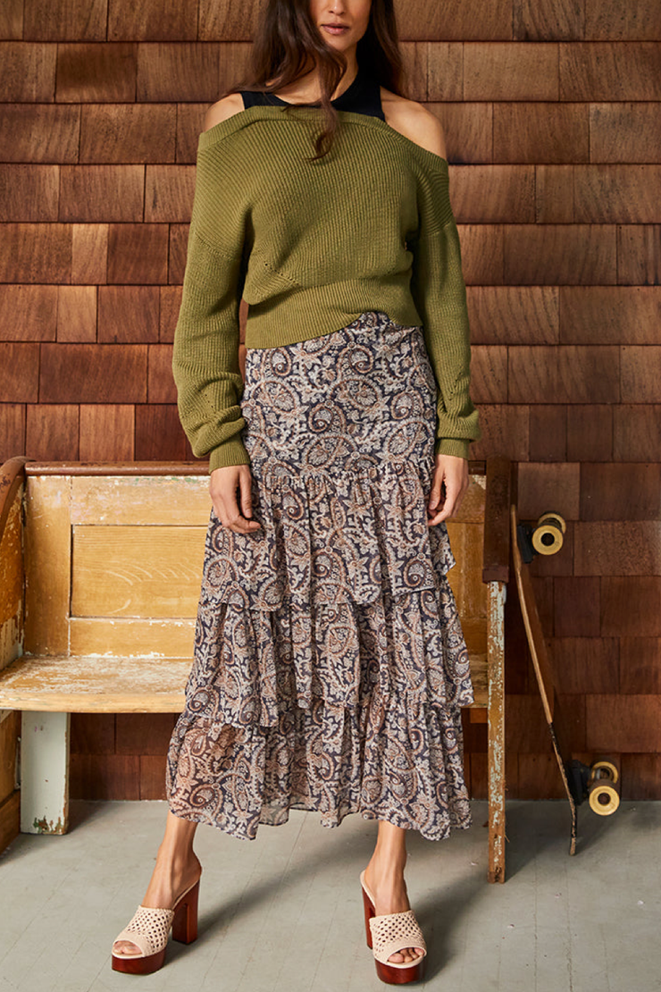 Image of model wearing Veronica Beard Shailene skirt