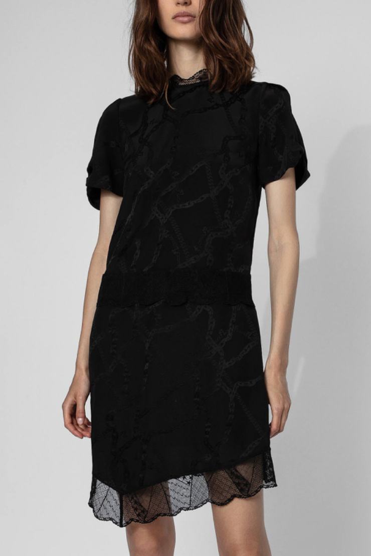 Image of model wearing Zadig & Voltaire Roberts Jac Chaines dress in black